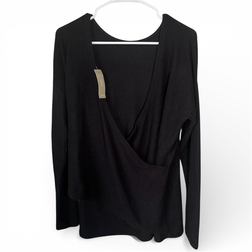 NWT J. Crew Tunic Sweater Top Blouse Women's Medium M Black Reversible V-Back